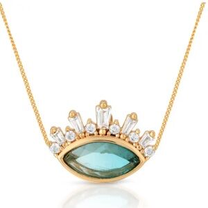 Blue tourmaline quartz pendant necklace